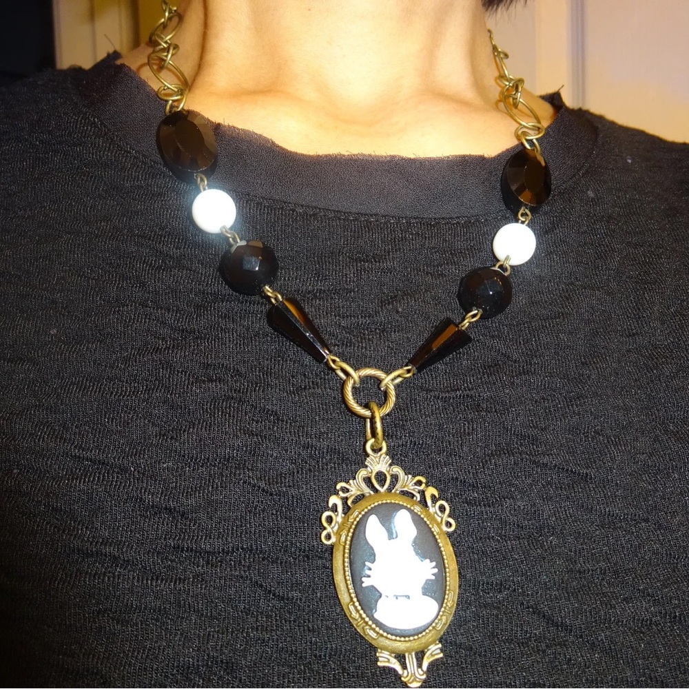 Black and White Rabbit Necklace